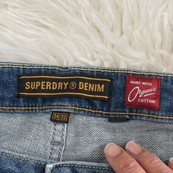 SUPERDRY DENIM BLUE JEANS MADE WITH ORGANIC COTTON SLIM STRAIGHT SIZE 34X32 - Picture 9 of 10